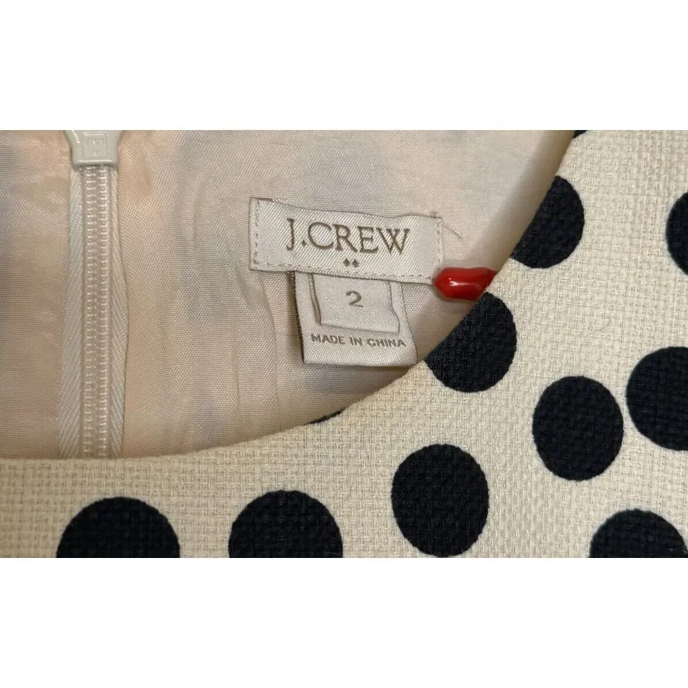 J.Crew Women's Shift Dress Polka Dot Pockets Pullover Cotton Modal‎ Woven Sz. 2